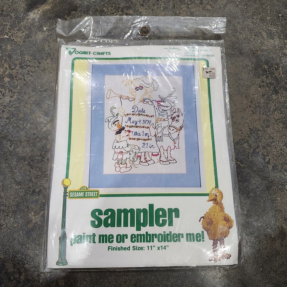 SESAME STREET Birth Announcement Vogart Crafts #9461 PAINT OR EMBROIDERY New